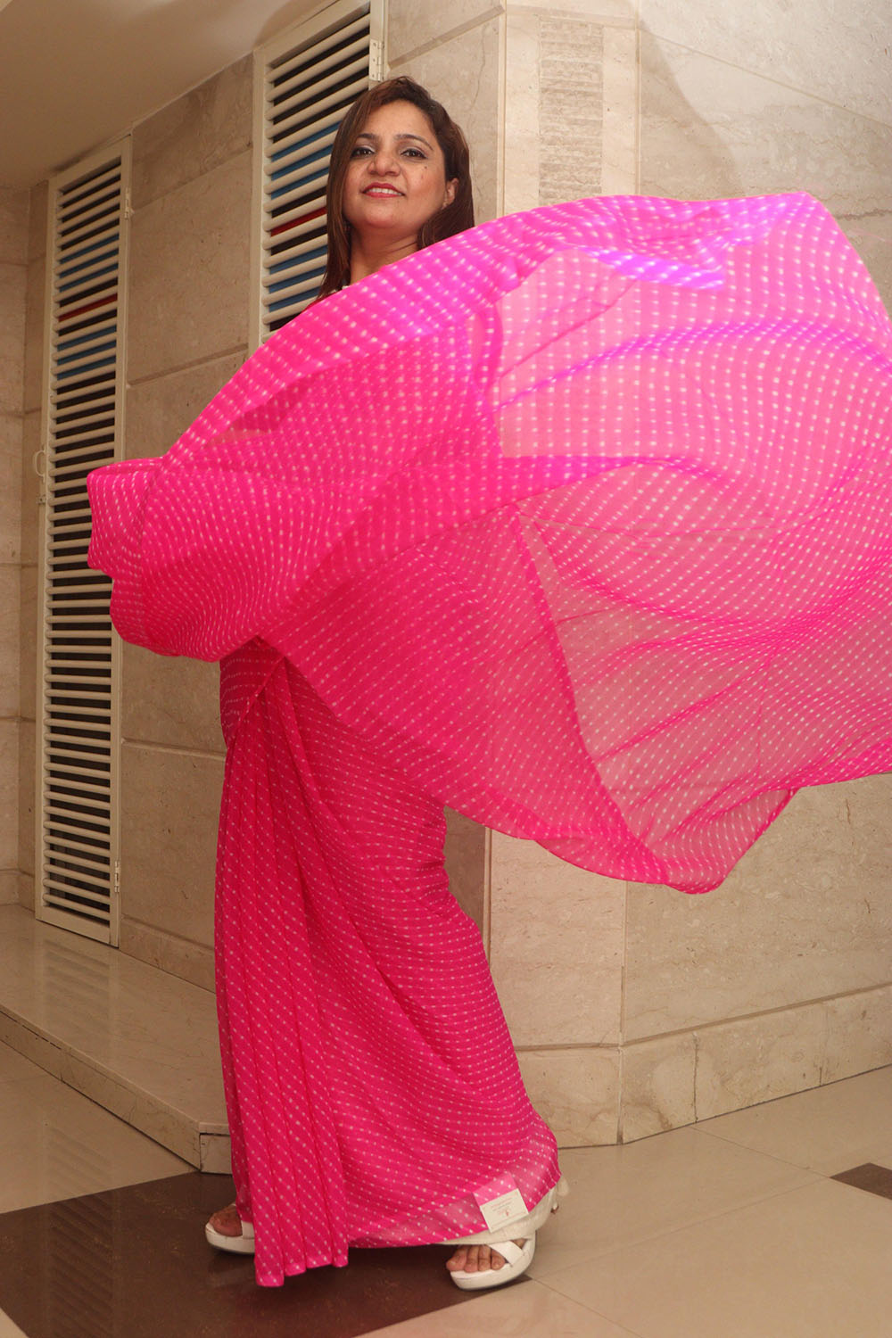 Pink Leheriya Georgette Saree: Elegant and Vibrant - Luxurion World