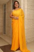 Yellow Leheriya Georgette Saree - Vibrant and Elegant - Luxurion World
