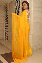 Yellow Leheriya Georgette Saree - Vibrant and Elegant - Luxurion World