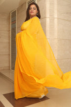 Yellow Leheriya Georgette Saree - Vibrant and Elegant - Luxurion World