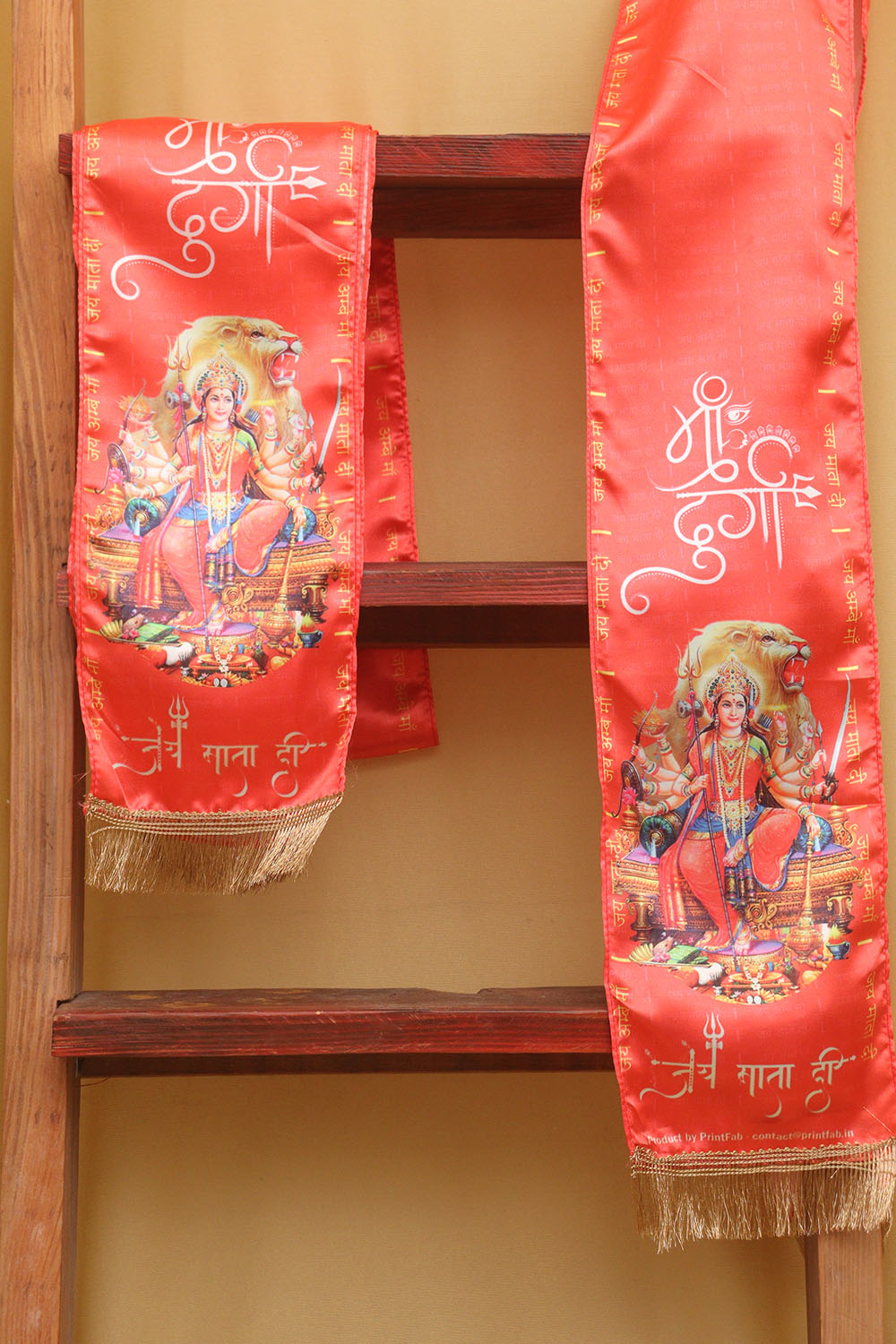 LUXURION WORLD Divine Stole/ Patka/ Khesh/ Shawl/ Dupatta â€“ Divine Maa Durga Stoles: Shop Shakti Blessings Patka & Silk Cloth Print Dupatta Unisex God Printed Scarf for Spiritual Wear - Luxurion World