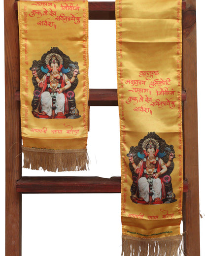 LUXURION WORLD Divine Stole/ Patka/ Khesh/ Shawl/ Dupatta – Lalbaugcha Raja Ganpati Stoles: Shop Shakti Blessings Patka & Silk Cloth Print Dupatta Unisex God Printed Scarf for Spiritual Wear - Luxurion World