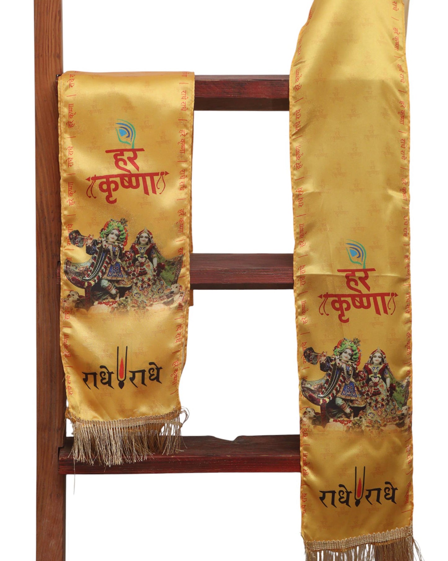 LUXURION WORLD Divine Stole/ Patka/ Khesh/ Shawl/ Dupatta – Hare Krishna Radhe Radhe Stoles: Shop Shakti Blessings Patka & Silk Cloth Print Dupatta Unisex God Printed Scarf for Spiritual Wear - Luxurion World