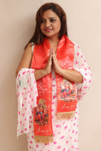 LUXURION WORLD Divine Stole/ Khesh/ Patka/ Dupatta/ Shawl - Spiritual Maa Durga Stole - Luxurion World