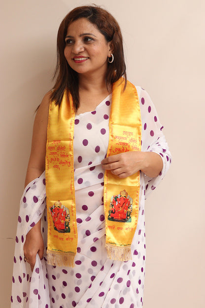 LUXURION WORLD Divine Stole/ Patka/ Khesh/ Shawl/ Dupatta Ganpati Ashirwad Stoles: Faithful Fashion for the Modern Devotee - Luxurion World