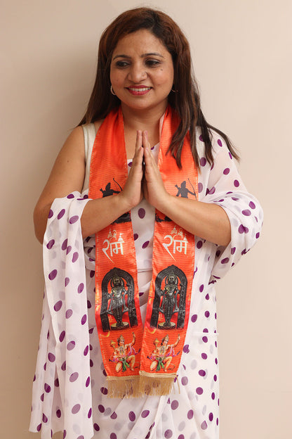 LUXURION WORLD Divine Stole/ Patka/ Khesh/ Shawl/ Dupatta – Jai Shree Ram Stoles: Shop Shakti Blessings Patka & Silk Cloth Print Dupatta Unisex God Printed Scarf for Spiritual Wear - Luxurion World
