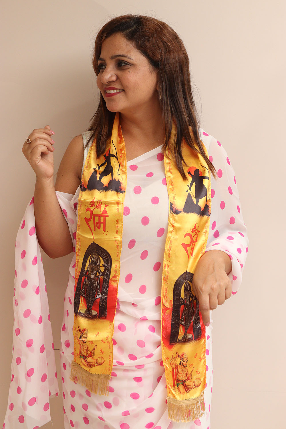 LUXURION WORLD Divine Stole/ Patka/ Khesh/ Shawl/ Dupatta – Jai Shree Ram Stoles: Shop Shakti Blessings Patka & Silk Cloth Print Dupatta Unisex God Printed Scarf for Spiritual Wear - Luxurion World