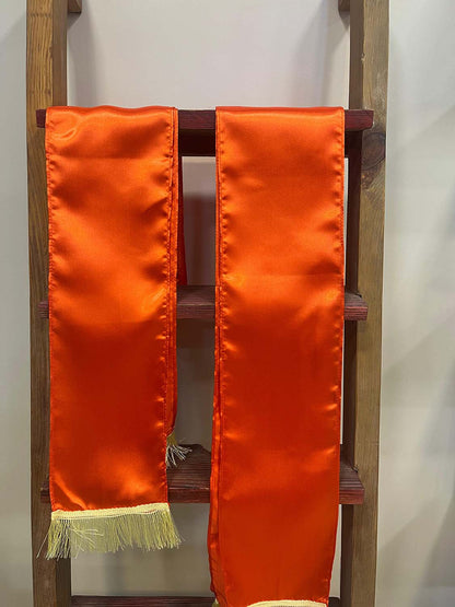 Luxurion World’s Orange plain unisex silk stole bring timeless elegance, making every wedding, anniversary, birthday, or celebration special by welcoming guests with warmth and grace - Luxurion World