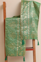 Luxurion World Customised Royal Swagat Stole/Dupatta – Elegant and Luxurious Green Banarasi Silk Stole With a Beautifully Matching Tassel for Welcoming Guests at Weddings, Anniversaries or Grand Celebratory Occasions - Luxurion World
