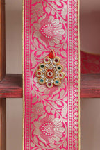 Luxurion World Customised Royal Swagat Stole ,Khesh, Patka, Gamcha, Dupatta – Elegant and Luxurious Pink Banarasi Silk Stole With a Beautifully Matching Tassel & Brooch for Welcoming Guests at Weddings, Anniversaries or Grand Celebratory Occasions - Luxurion World