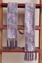 Luxurion World Customised Royal Swagat Stole ,Khesh, Patka, Gamcha, Dupatta – Elegant and Luxurious Purple Banarasi Silk Stole With a Beautifully Matching Tassel & Brooch for Welcoming Guests at Weddings, Anniversaries or Grand Celebratory Occasions - Luxurion World