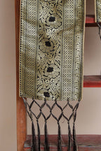 Luxurion World Customised Royal Swagat Stole/Dupatta – Elegant and Luxurious Black Banarasi Silk Stole With a Beautifully Matching Tassel & Brooch for Welcoming Guests at Weddings, Anniversaries or Grand Celebratory Occasions - Luxurion World