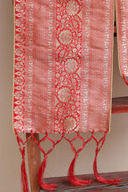 Luxurion World Customised Royal Swagat Stole/Dupatta – Elegant and Luxurious Red Banarasi Silk Stole With a Beautifully Matching Tassel & Brooch for Welcoming Guests at Weddings, Anniversaries or Grand Celebratory Occasions - Luxurion World