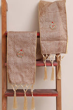 Luxurion World Customised Swagat Stole/Dupatta – Pastel Banarasi Antique Zari Cotton Stole With a Beautifully Matching Tassel & Brooch for Welcoming Guests at Weddings, Anniversaries or Grand Celebratory Occasions - Luxurion World