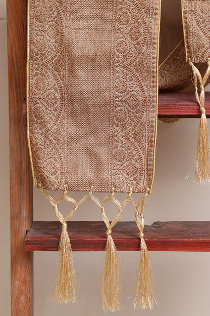 Luxurion World Customised Swagat Stole/Dupatta – Pastel Banarasi Antique Zari Cotton Stole With a Beautifully Matching Tassel & Brooch for Welcoming Guests at Weddings, Anniversaries or Grand Celebratory Occasions - Luxurion World