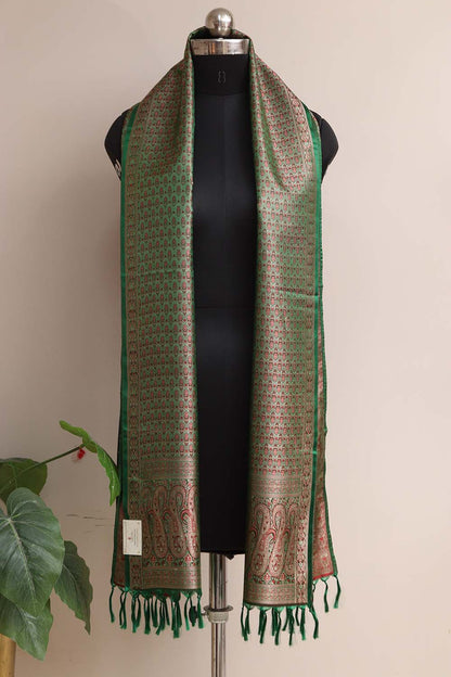 Elegant Green Banarasi Silk Tanchui jamawar Stole - Luxurion World