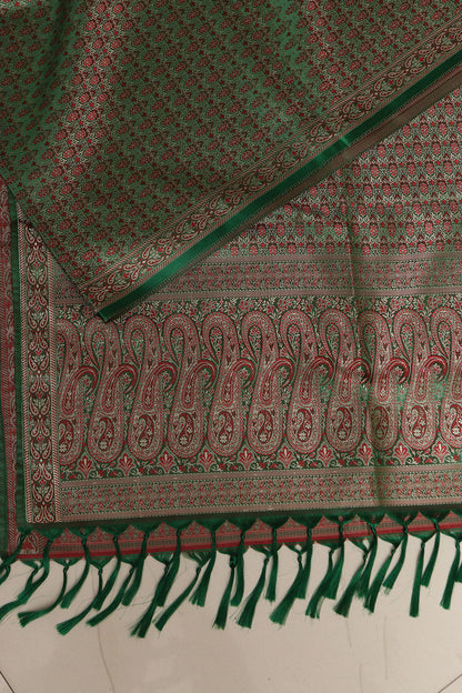 Elegant Green Banarasi Silk Tanchui jamawar Stole - Luxurion World