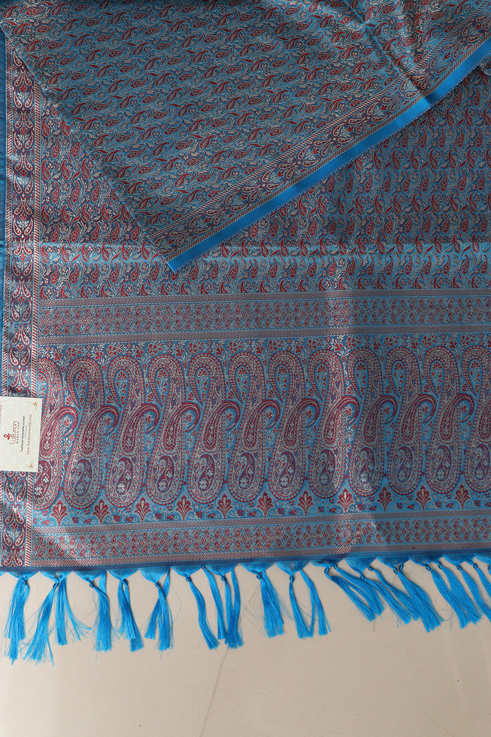 Elegant Blue Banarasi Silk Tanchui jamawar Stole - Luxurion World