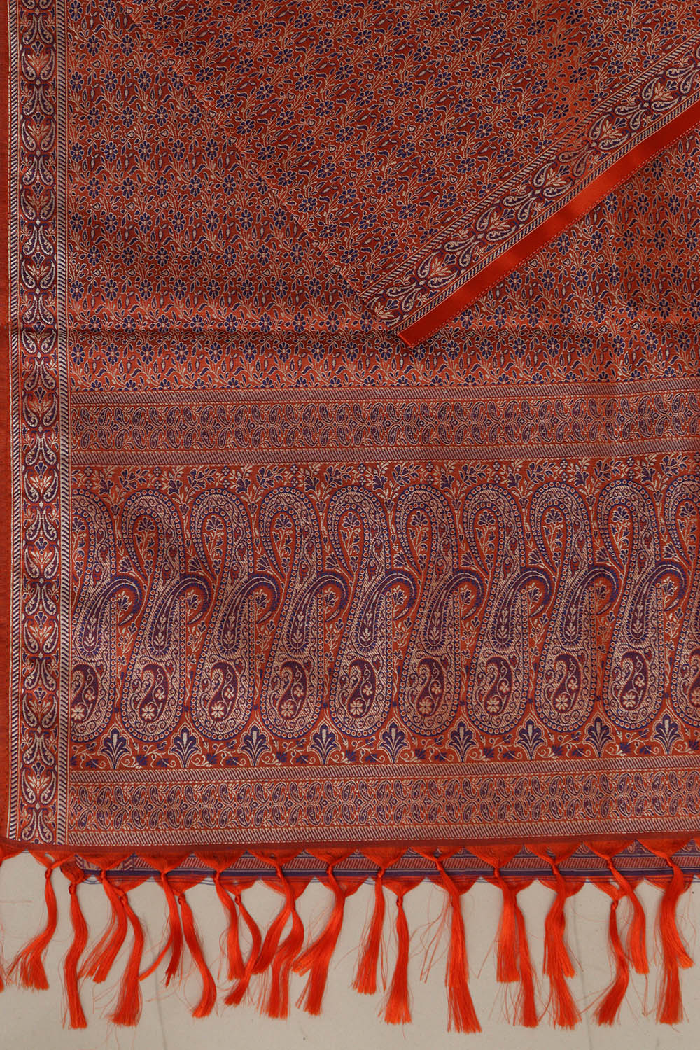 Elegant Orange Banarasi Silk Tanchui jamawar Stole - Luxurion World