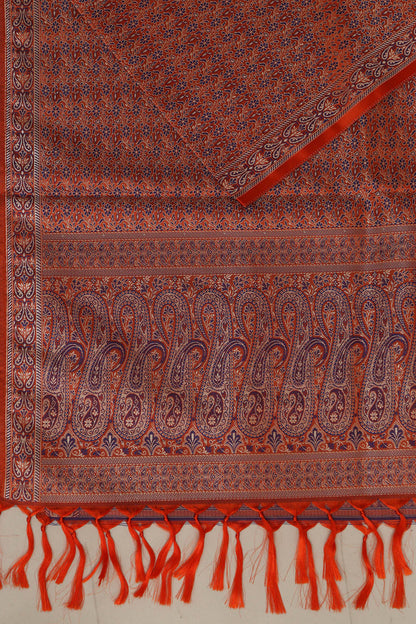 Elegant Orange Banarasi Silk Tanchui jamawar Stole - Luxurion World