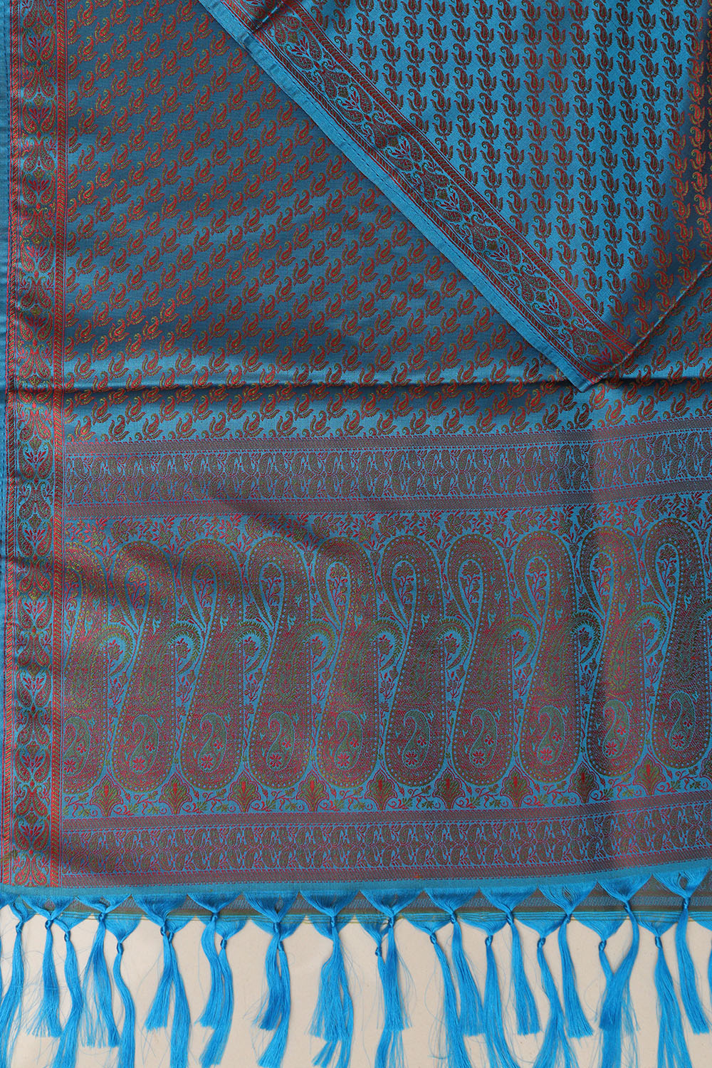 Elegant Blue Banarasi Silk Tanchui jamawar Stole - Luxurion World