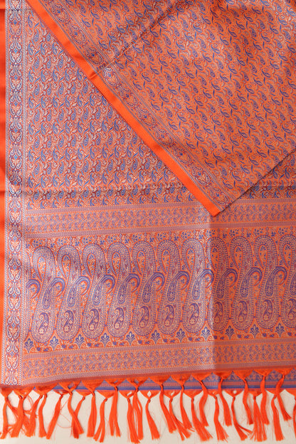 Elegant Orange Banarasi Silk Tanchui jamawar Stole - Luxurion World