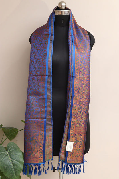Elegant Blue Banarasi Silk Tanchui jamawar Stole - Luxurion World