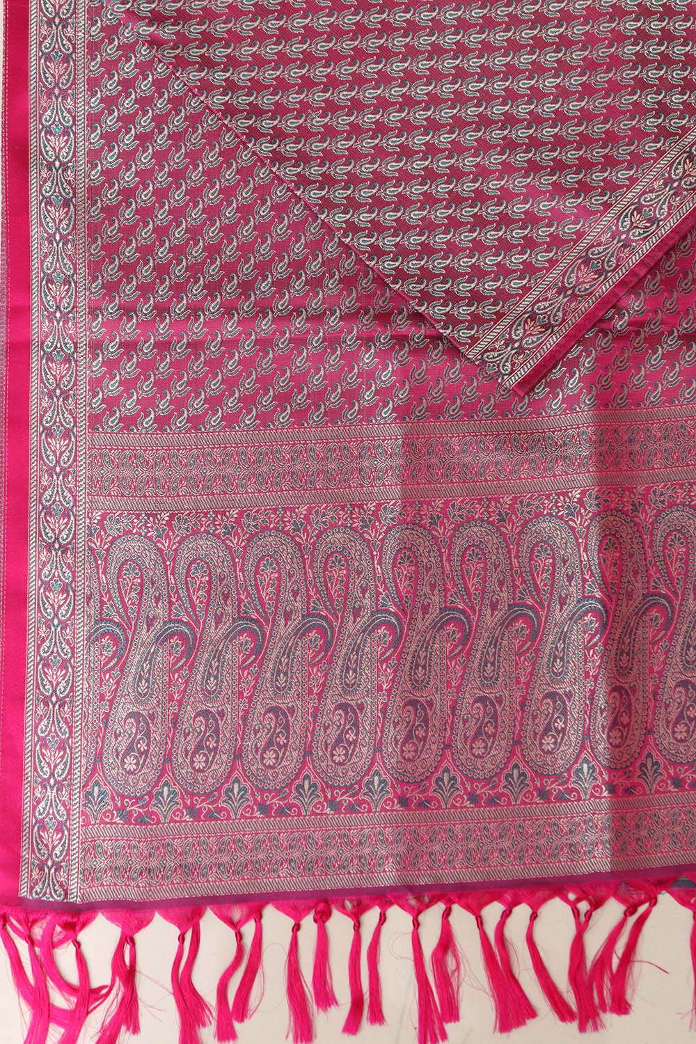 Elegant Pink Banarasi Silk Tanchui jamawar Stole - Luxurion World