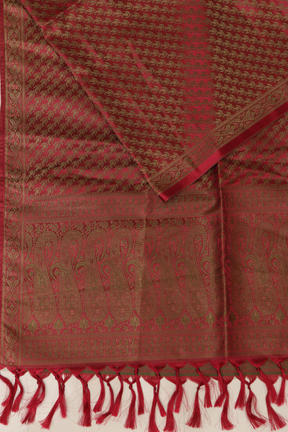 Elegant Maroon Banarasi Silk Tanchui jamawar Stole - Luxurion World