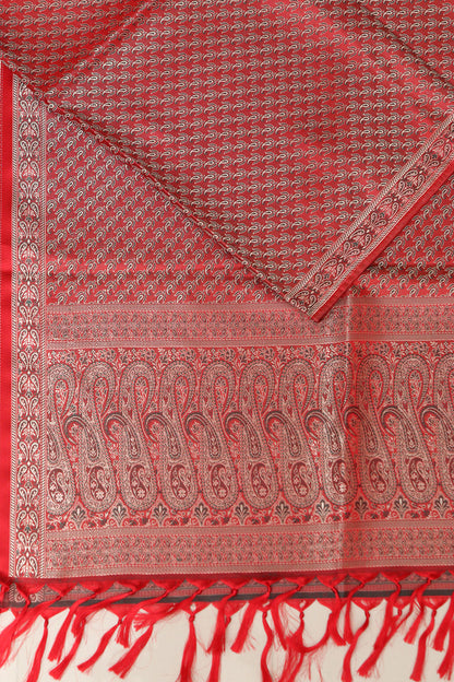 Elegant Red Banarasi Silk Tanchui jamawar Stole - Luxurion World