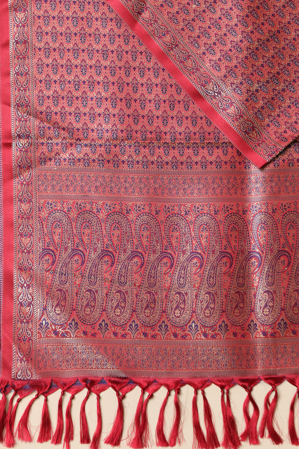 Elegant Maroon Banarasi Silk Tanchui jamawar Stole - Luxurion World