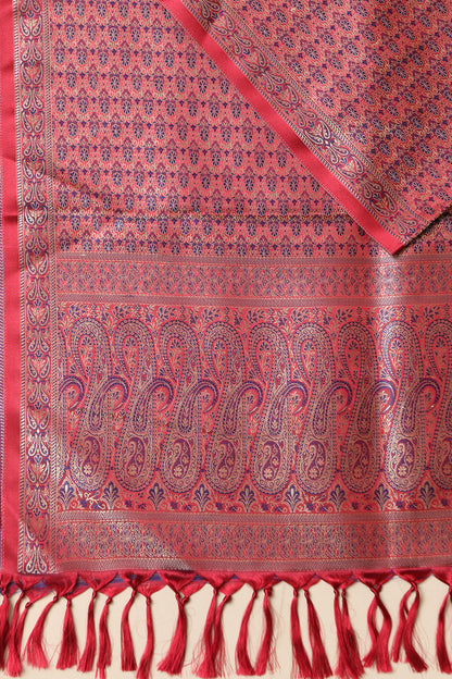 Elegant Maroon Banarasi Silk Tanchui jamawar Stole - Luxurion World