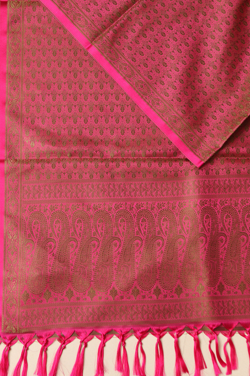 Beautiful Pink Banarasi Silk Tanchui jamawar Stole - Luxurion World