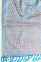 Elegant Blue Banarasi Silk Tanchui Jamawar Stole - Luxurion World- Crafted Heirlooms