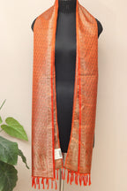 Elegant Orange Banarasi Silk Tanchui Jamawar Stole - Luxurion World- Crafted Heirlooms