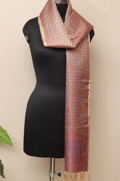 Elegant Pastel Banarasi Silk Tanchui Jamawar Stole - Luxurion World- Crafted Heirlooms