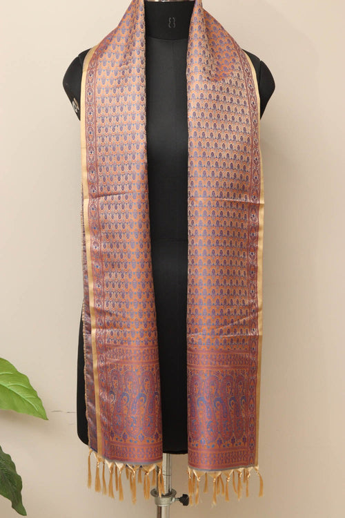 Elegant Pastel Banarasi Silk Tanchui Jamawar Stole - Luxurion World- Crafted Heirlooms