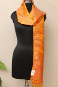 Yellow Banarasi Silk Tanchui Jamawar Stole - Elegant and Luxurious - Luxurion World- Crafted Heirlooms