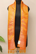 Yellow Banarasi Silk Tanchui Jamawar Stole - Elegant and Luxurious - Luxurion World- Crafted Heirlooms