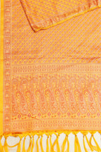 Yellow Banarasi Silk Tanchui Jamawar Stole - Elegant and Luxurious - Luxurion World- Crafted Heirlooms