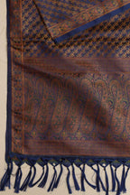 Elegant Blue Banarasi Silk Tanchui Jamawar Stole - Luxurion World- Crafted Heirlooms