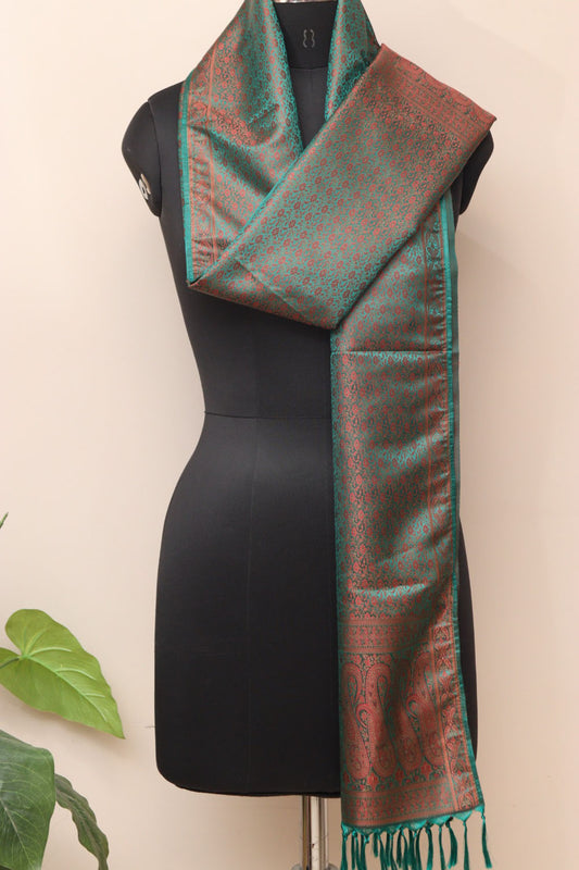 Elegant Green Banarasi Silk Tanchui Jamawar Stole - Luxurion World