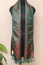 Elegant Green Banarasi Silk Tanchui Jamawar Stole - Luxurion World- Crafted Heirlooms