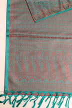 Elegant Green Banarasi Silk Tanchui Jamawar Stole - Luxurion World- Crafted Heirlooms