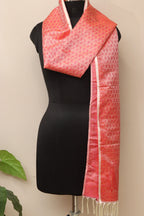 Elegant Pink Banarasi Silk Tanchui Jamawar Stole - Luxurion World- Crafted Heirlooms