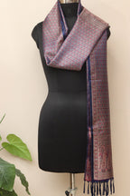 Blue Banarasi Silk Tanchui Jamawar Stole - Elegant and Luxurious - Luxurion World- Crafted Heirlooms