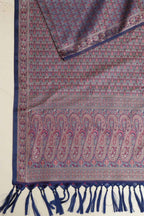 Blue Banarasi Silk Tanchui Jamawar Stole - Elegant and Luxurious - Luxurion World- Crafted Heirlooms
