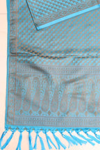 Blue Banarasi Silk Tanchui Jamawar Stole - Elegant and Luxurious - Luxurion World- Crafted Heirlooms