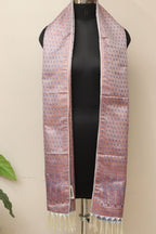 Elegant Blue Banarasi Silk Tanchui Jamawar Stole - Luxurion World- Crafted Heirlooms
