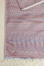 Elegant Blue Banarasi Silk Tanchui Jamawar Stole - Luxurion World- Crafted Heirlooms